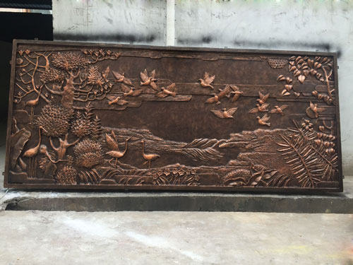 仿铜玻璃钢名画浮雕